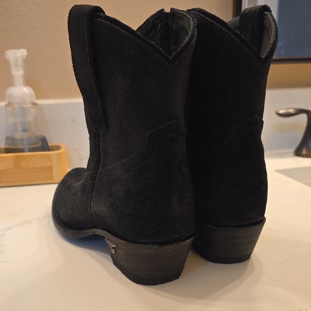 Lane Plain Jane Black Suede Ankle Boots - Picture 8 of 10